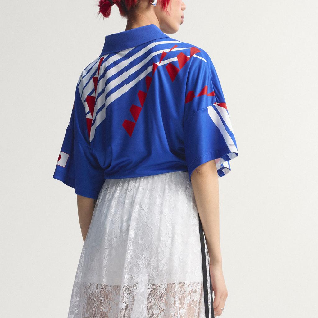 adidas Originals V-Neck Loose Japan Team Casual Culture Short Sleeve Football Shirt Women Tops KE2291