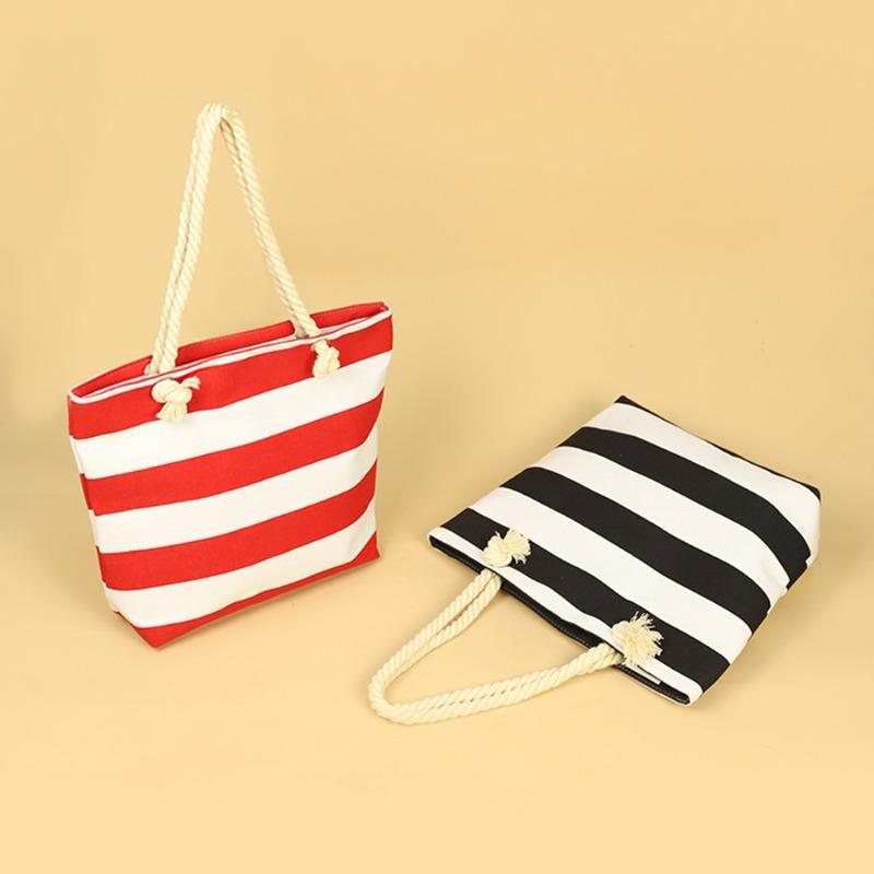 New beach bag striped, casual bag underarm bag women's shoulder bag women's canvas bag