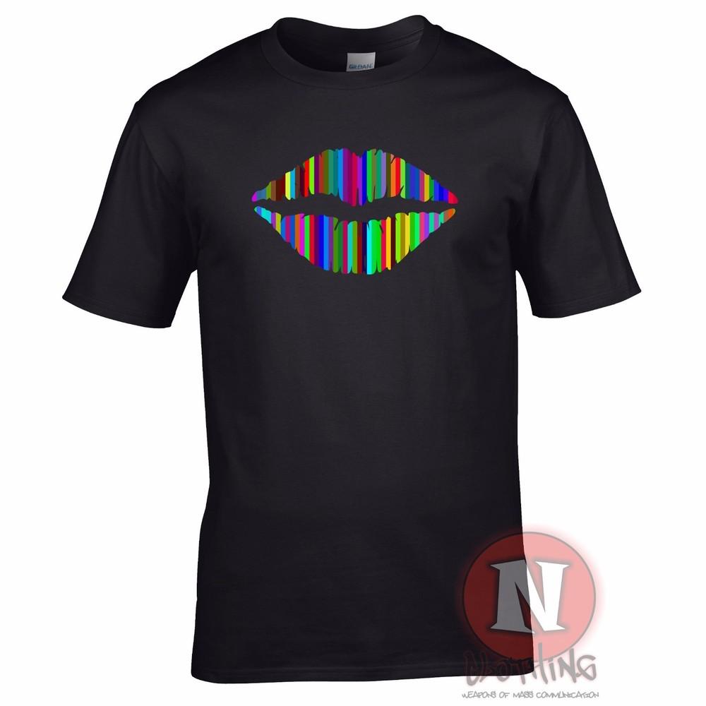 Rainbow Kiss T-shirt DJ Techno LGTBQ LGTB Club Dance Music Rave Festival Retro