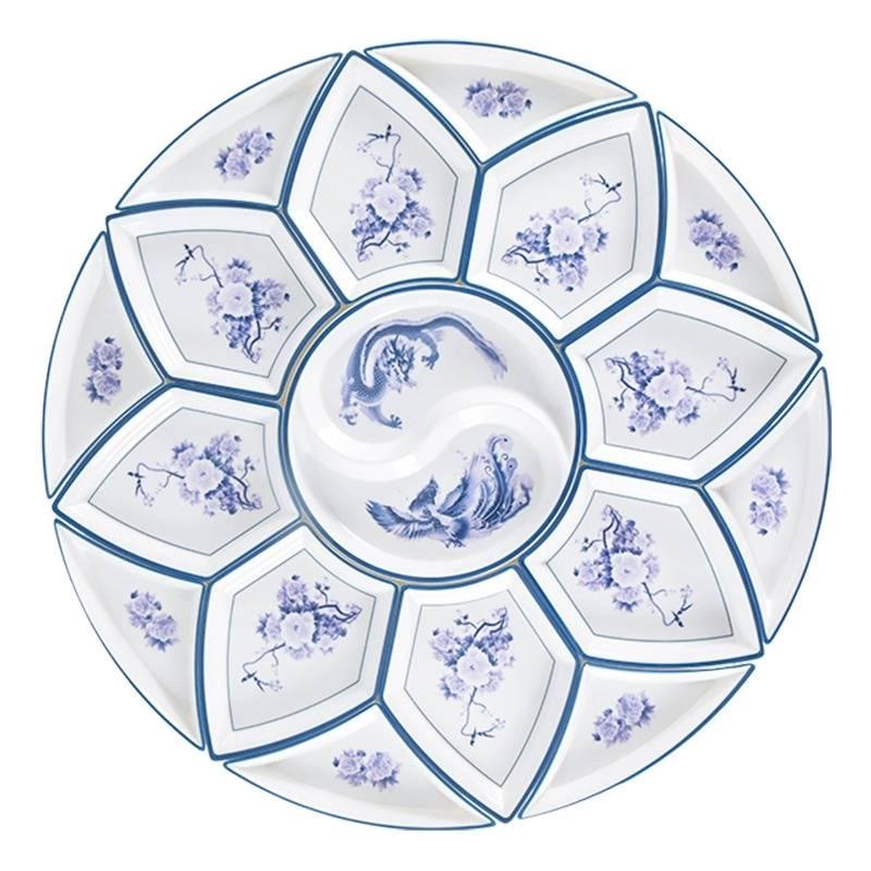 Melamine Platter & Tableware Set: Bowl, Plate, and Dish Set for Hot Pot & New Year's Eve Dinner.