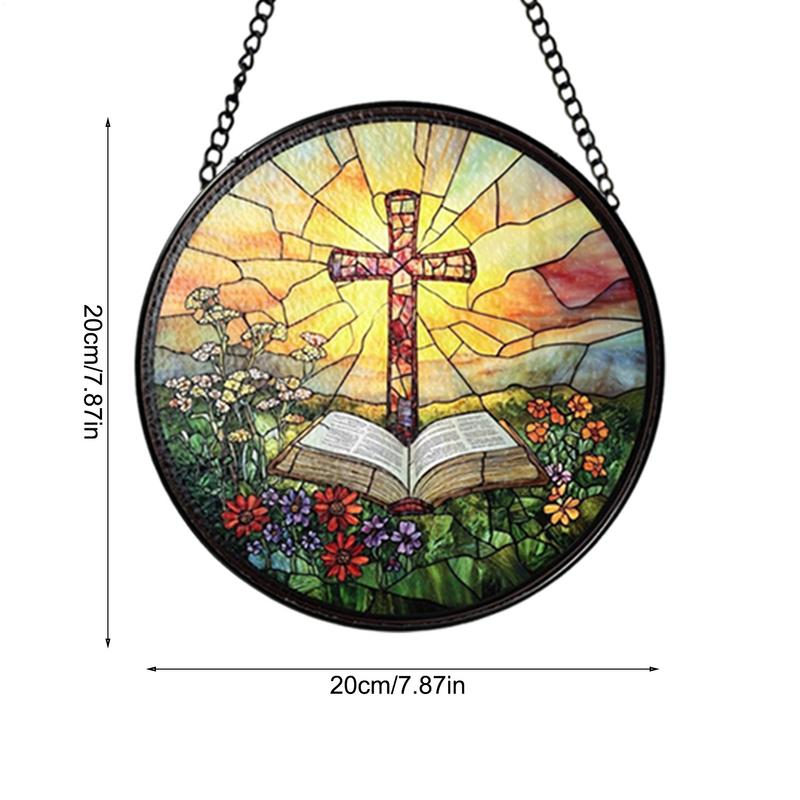 Flower Suncatchers Christian Acrylic Sun Catcher Stained Hangings Religious Home Decoration Flower Design For Window Wall Door