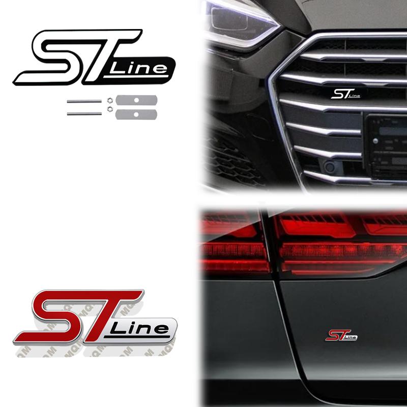 DRZG2 Car Accessories Metal Grille Emblem Rear Trunk Body Badge Sticker For Ford ST LINE Focus Fiesta Ecosport Kuga Mondeo Everest
