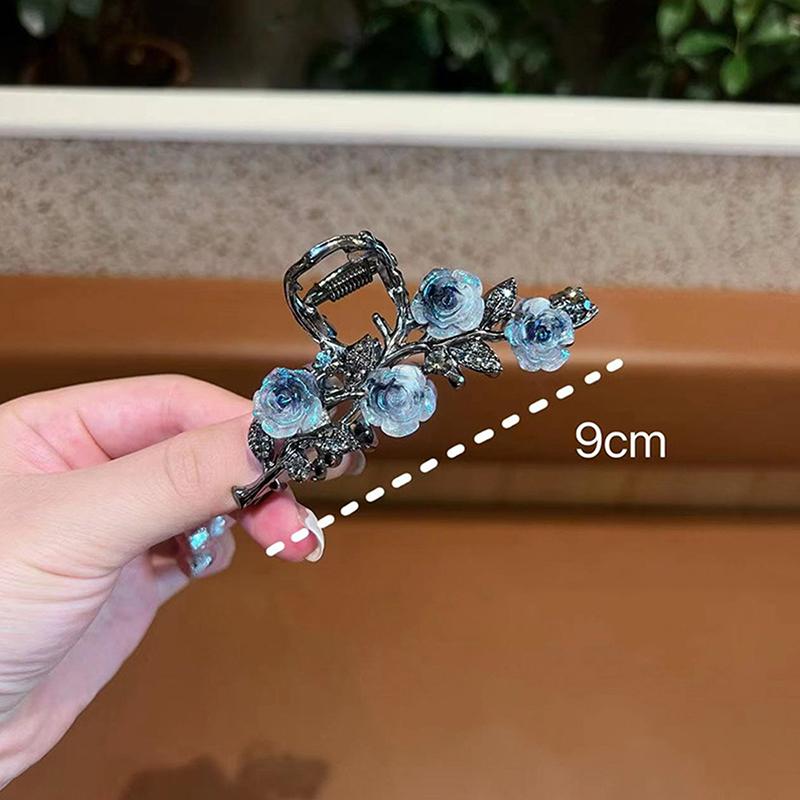 1Pcs Female Flower Hair Claw Grab Clip Retro Ponytail Braid Crab Metal Grab Clip Fashion Sweet Girl Hair Card Hair Accessories