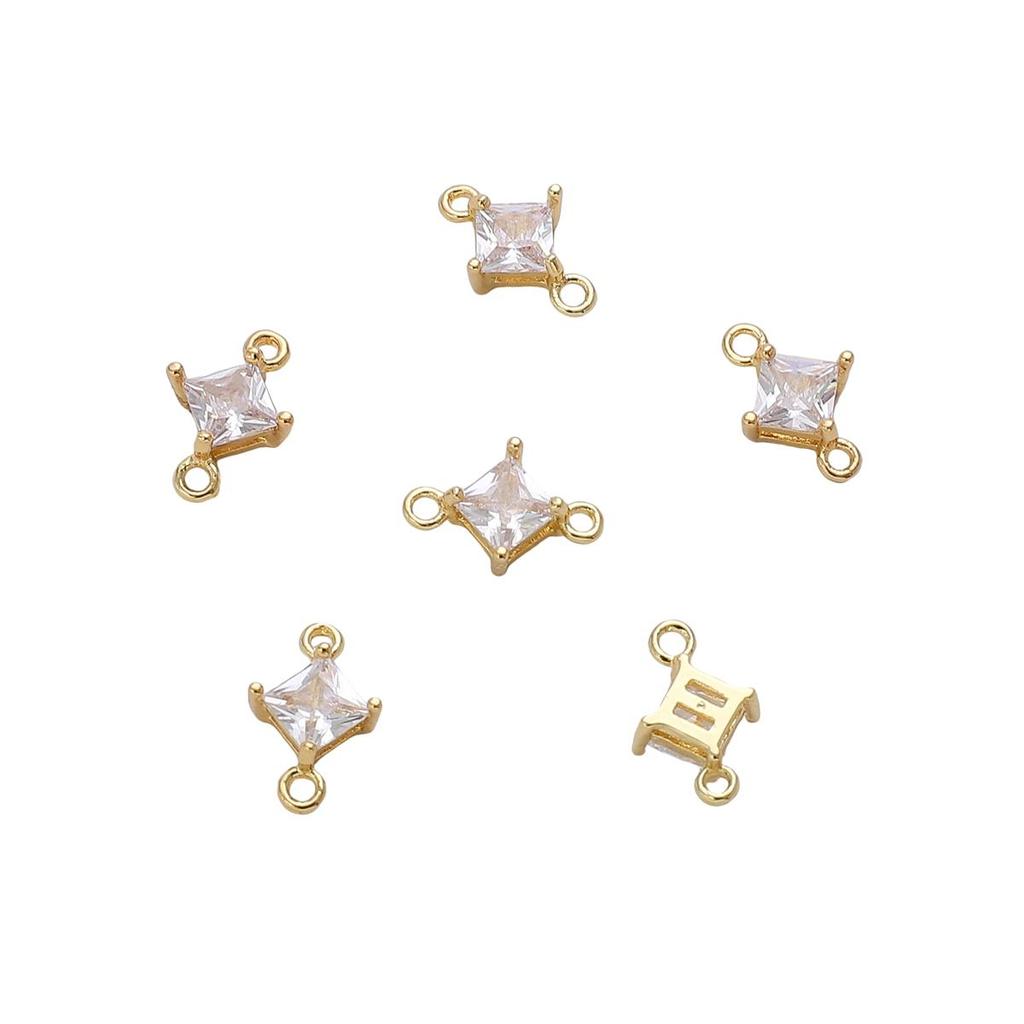 Kupfer Micro eingelegter Zirkonia quadratischer Hängeanhänger für DIY Schmuckherstellung Bastelzubehör