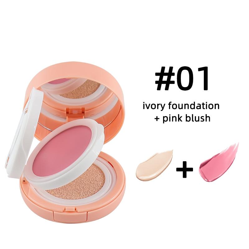 

Peach Air Cushion Blush Cream Foundation Long Lasting Natural Matte Cheek Facial Makeup with Mirror & Soft Puff for Women & Men