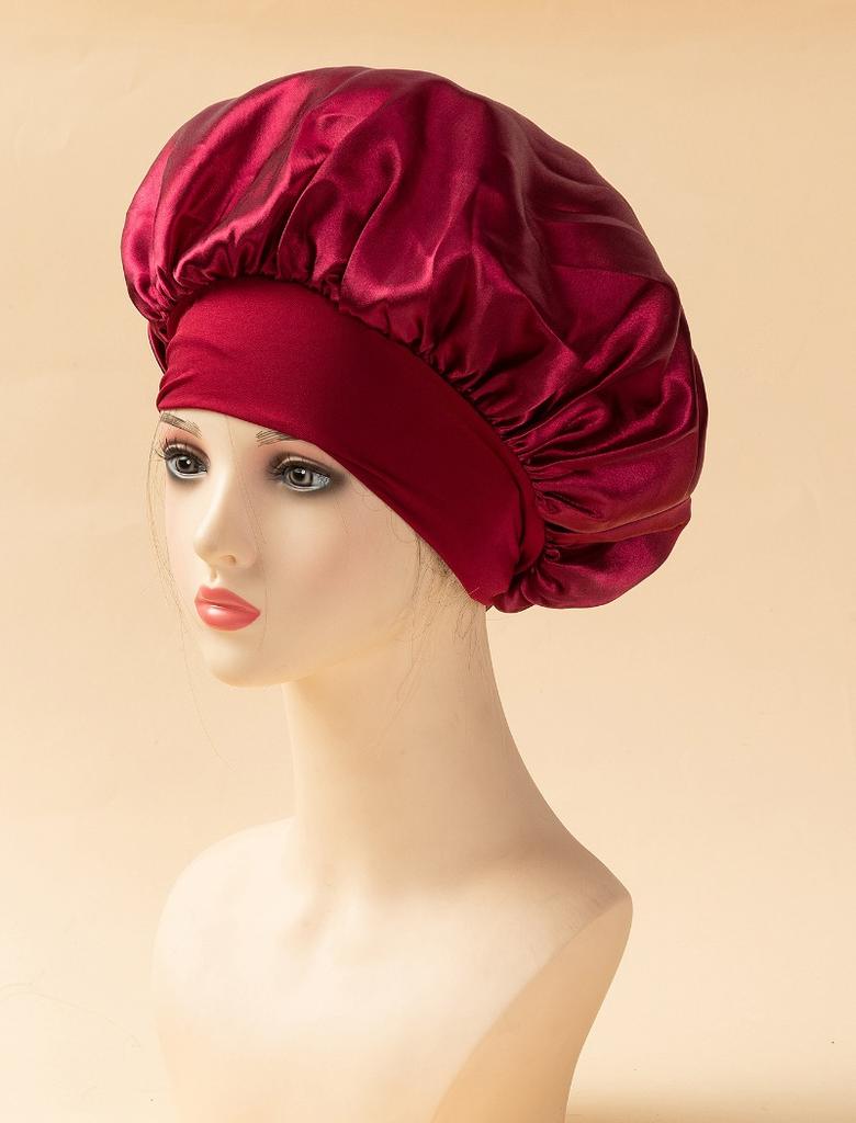 New Soft Silk Satin Lined Bonnet Large Satin Hair Bonnet Household Sleep Shower Cap Hair Wrap Cover for Long Hair Salon Tool