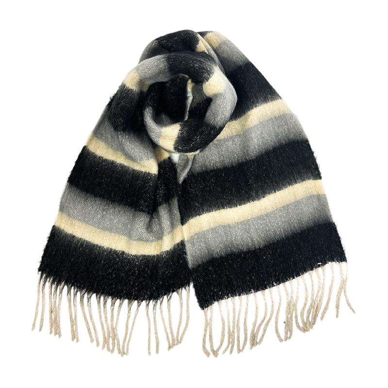 Thickened Warm Imitation Cashmere Scarf Women's Winter Fringed Scarf Retro Fashion Scarf Shawl