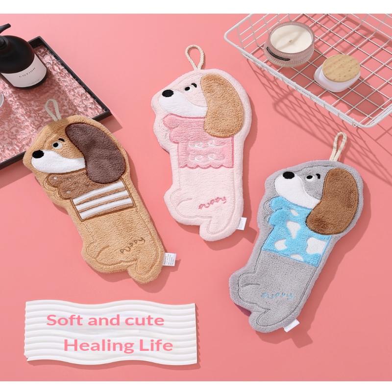 Rag Quick Drying Dachshund Shaped Hand Towel Thicker Absorbent Cleaning Towel Hanging Reusable Dishcloths Bathroom
