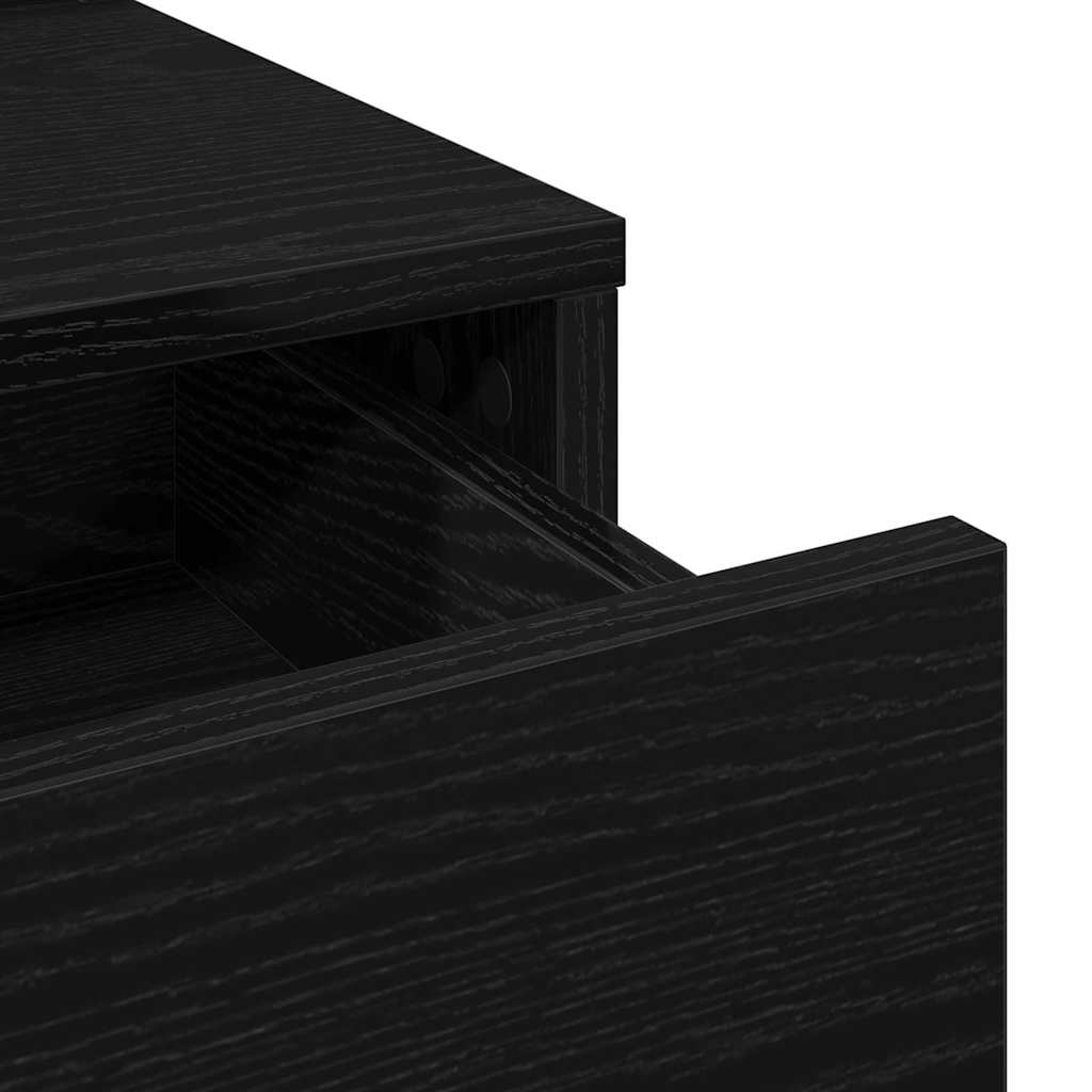 Makeup Table with Shelf Black Oak Effect 79 x 41 x 140 cm