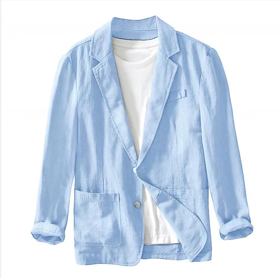 Men's Casual Suit Single-layer Jacket Solid Color Cotton Linen Casual Fashion Men's Top