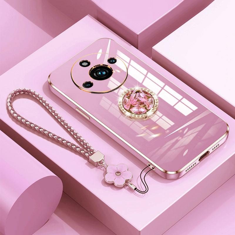 

Чохол для Realme 11 Pro 5G, розкішне кільце з діамантом для OPPO Realme 11 Pro+ 5G 2023, чохол для телефону з покриттям та шнурком Realme11 4G realme11proplus&Case & Holder рожевий