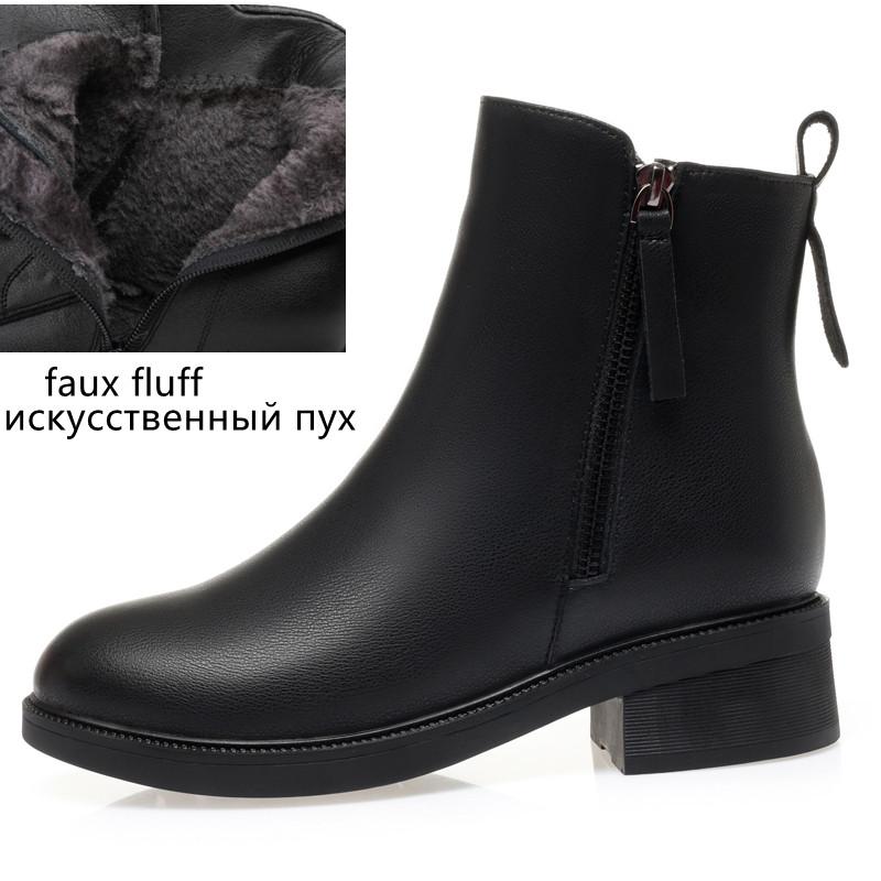 

Fashion AIYUQI Women Boots Winter Fashion Anti-Slip Women Ankle Boots Mid Heel Natural Wool Genuine Leather Snow Boots Ladies 40