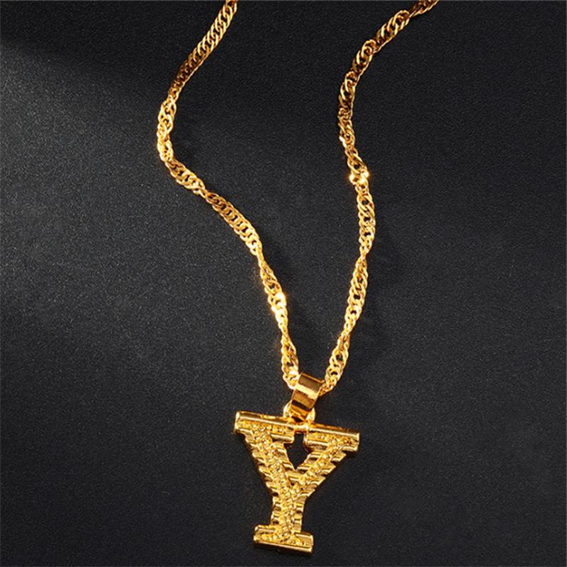 26 Alphabet Gold Plated Pendant Necklace Accessories Initial Necklace For Women Dainty Gold Letter A-Z Pendant
