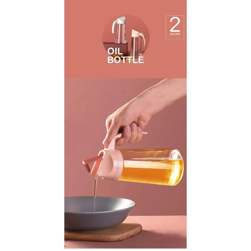 2024 300ML Macaron Color Household Leak-proof Glass Oiler Soy Sauce Vinegar Bottle Automatic Opening and Closing Seasoning Oil Bottle