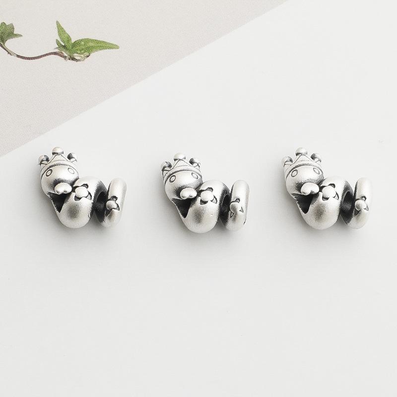 Sterling Silver Zodiac Snake Spacer Beads for DIY 3D Handmade Rope Bracelets