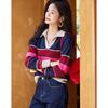 Demana Women's Striped V-Neck Knit Top
