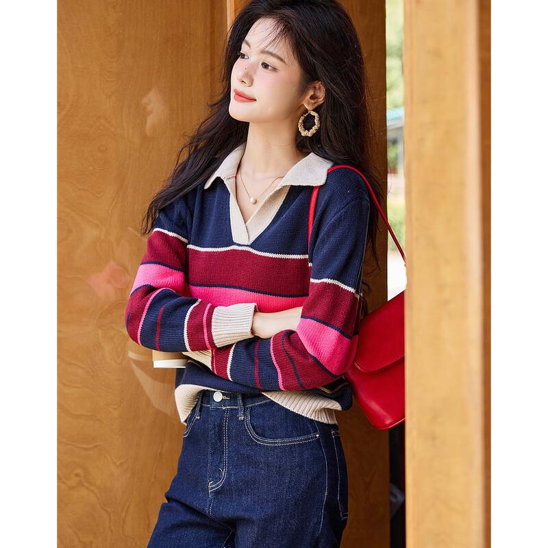 Demana Women's Striped V-Neck Knit Top