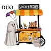 Seasonal Party Decor Halloween Ghost Resin Figurine, Spooky Cart Statue for Indoor Home Garden Decor, Table Centerpiece Festive Decoration Durable