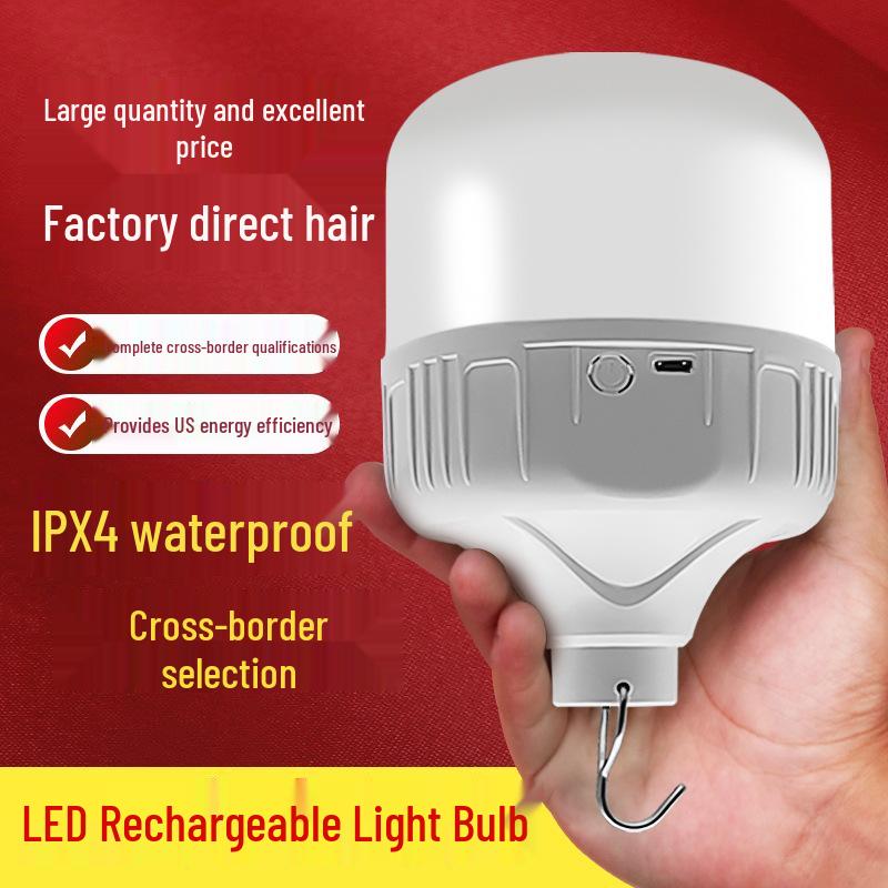 LED Emergency Light Bulb - Outdoor USB Rechargeable for Camping, Street Stalls, and Night Markets