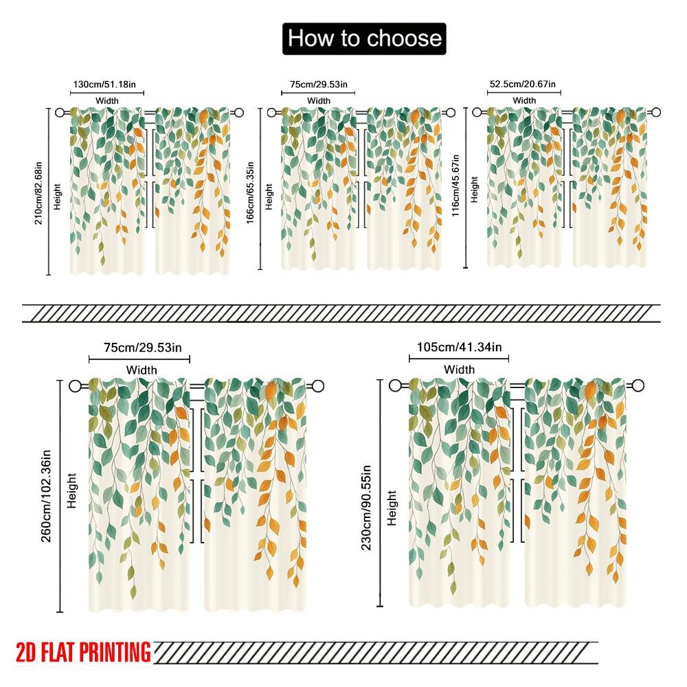 2 Stück, 2D-Flachdruck Druckvorhänge Fallende Blätter Polyester (ohne Stange) Heimdeko Perfekt für Zimmer, Küche, Arbeitszimmer,