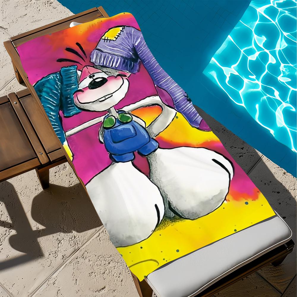 Character Cut D-diddl Towel Large Quick-Drying Microfiber Soft Beach Towel for Travel Fitness Sauna Bathing Camping