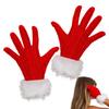 Weihnachtshandschuhe 1 Paar Samt Rot Partyzubehör Feiertags-Cosplay Fäustlinge mit Pelzkragen für Party Feiertag Festival Silvester