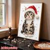 Frameless Pearl Painting Kit Cute Cat Christmas Aesthetic Wall Art DIY Sparkling Bead Canvas Room Decor Creative Craft