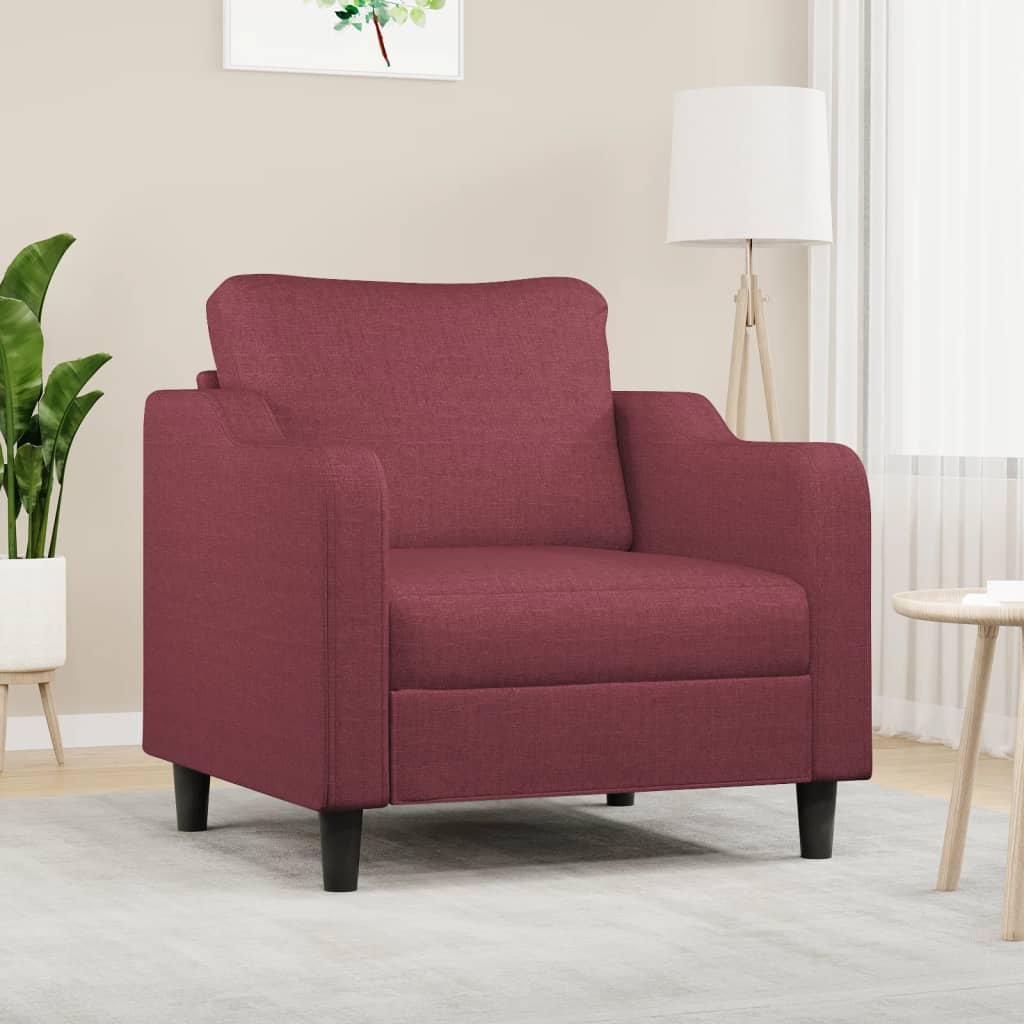 Vidaxl Fotel, Winna Czerwień, 60 Cm, Obity Tkaniną