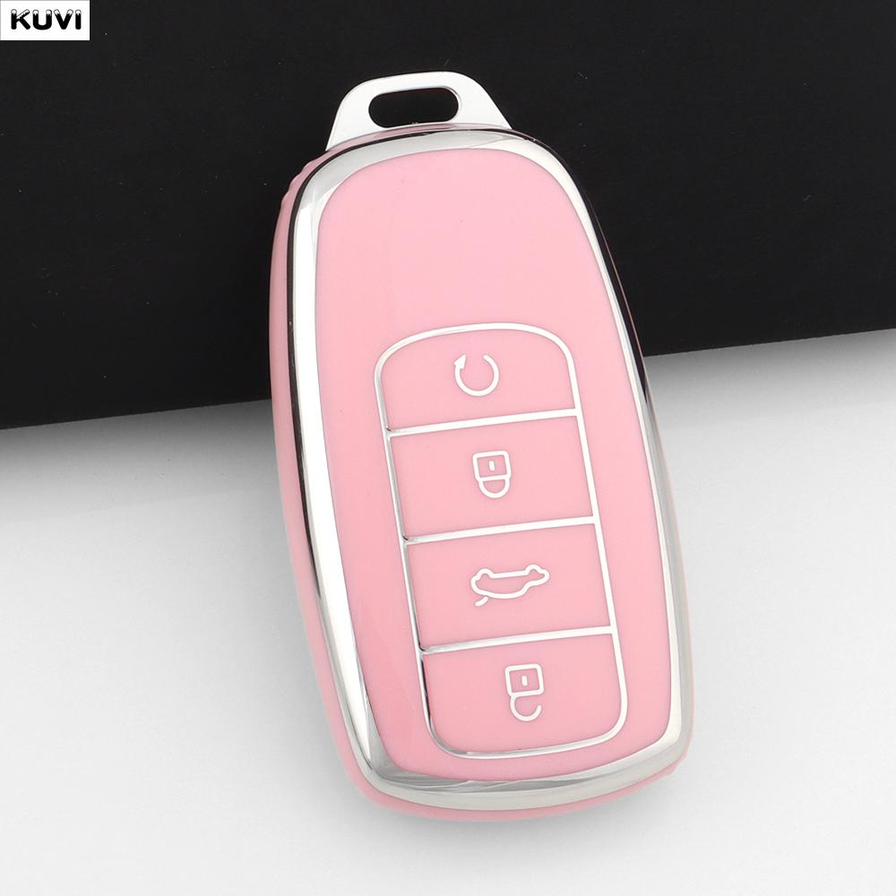 Pink TPU Car Key Case Cover For Chery Tiggo 8 Pro Tiggo 8plus New 5 Plus 7pro Omoda 5 Keychain Protector Shell Fob Accessories
