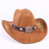 Beliebter europäischer und amerikanischer klassischer Wildleder Western Cowboyhut für Herren und Damen, großer Schirm, bestickt, Outdoor-Sonnenhut
