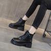 Martin boots women's fashion British style boots 2025 autumn and winter new fashion leather thick soles to increase the height of retro boots for wo