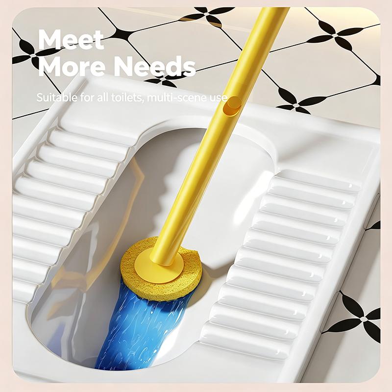 Disposable Toilet Brush Kit with Removable Heads for Bathroom Germ-Free and Efficient Strain-Free Cleaning