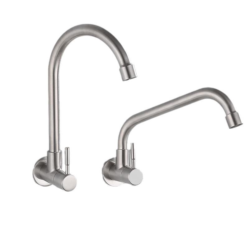 Wall-Mounted Stainless Steel Single Cold Faucet for Kitchen or Laundry Sink