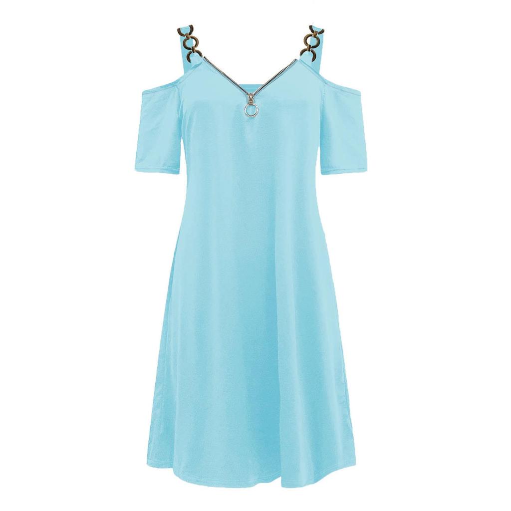 2026 Women's Fashion Zipper V-neck Off-the-Shoulder Camisole Dress