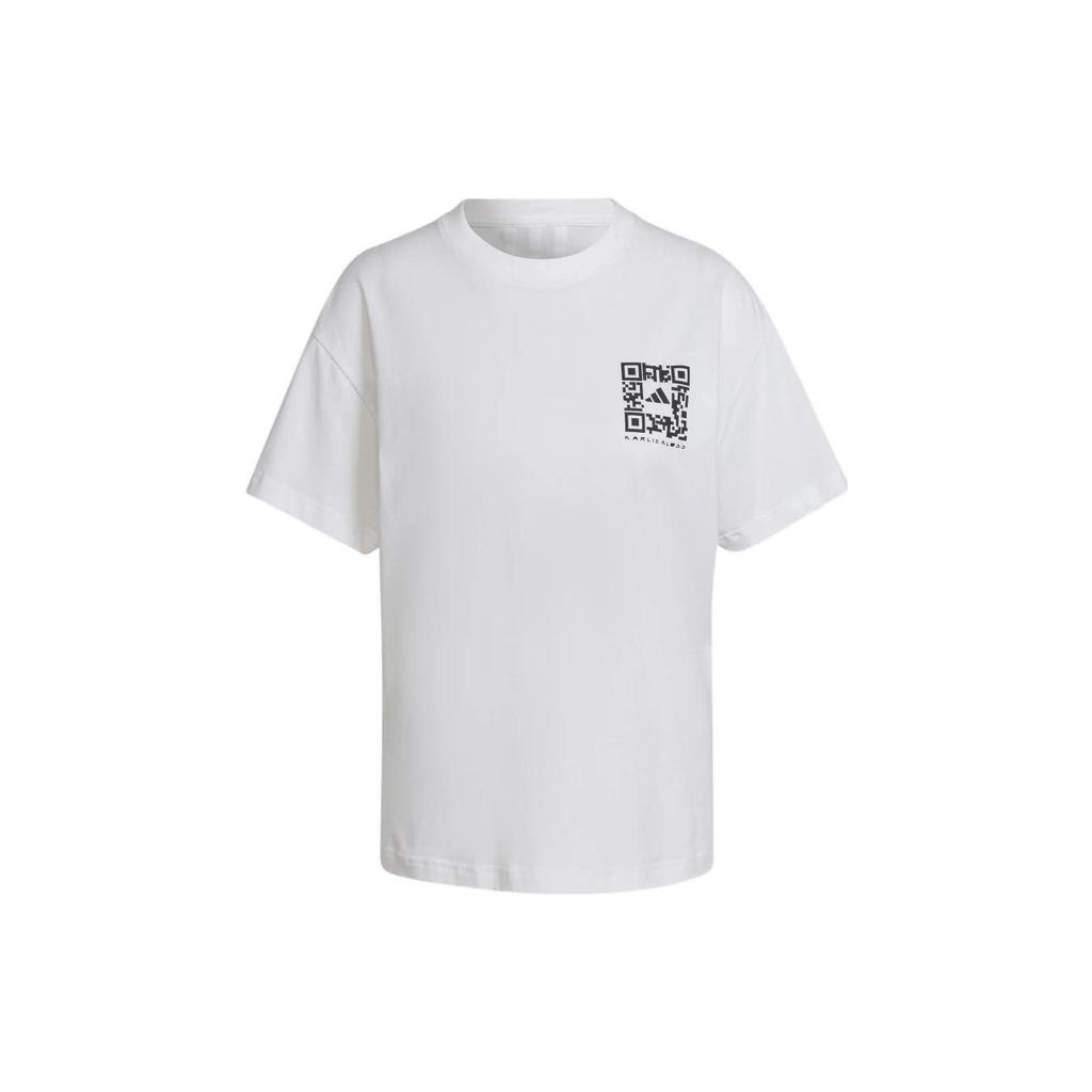 Adidas T Shirts Women's White Crew Neck Moderate Straight Fit HB1443