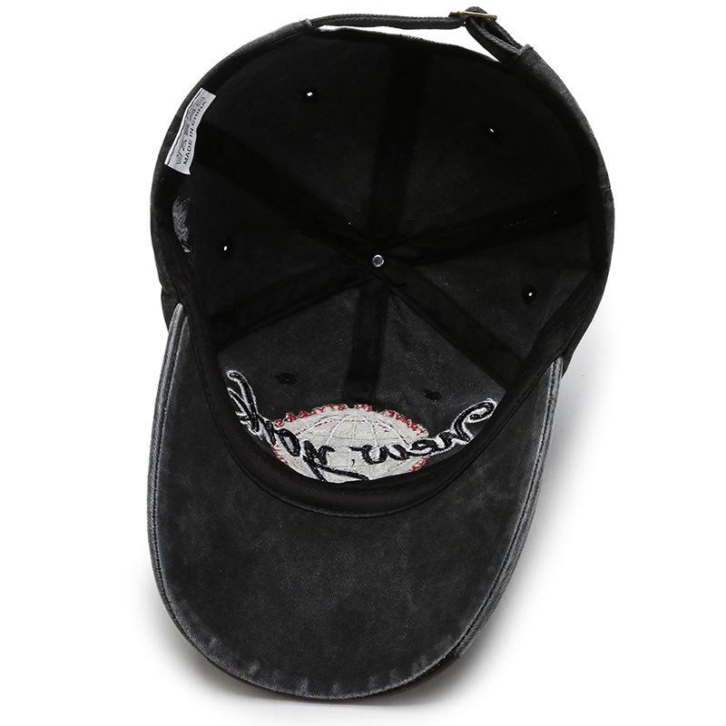 Unisex Washed Distressed Baseball Cap – Spring/Summer, Curved Brim, Letter Embroidery, Retro Style