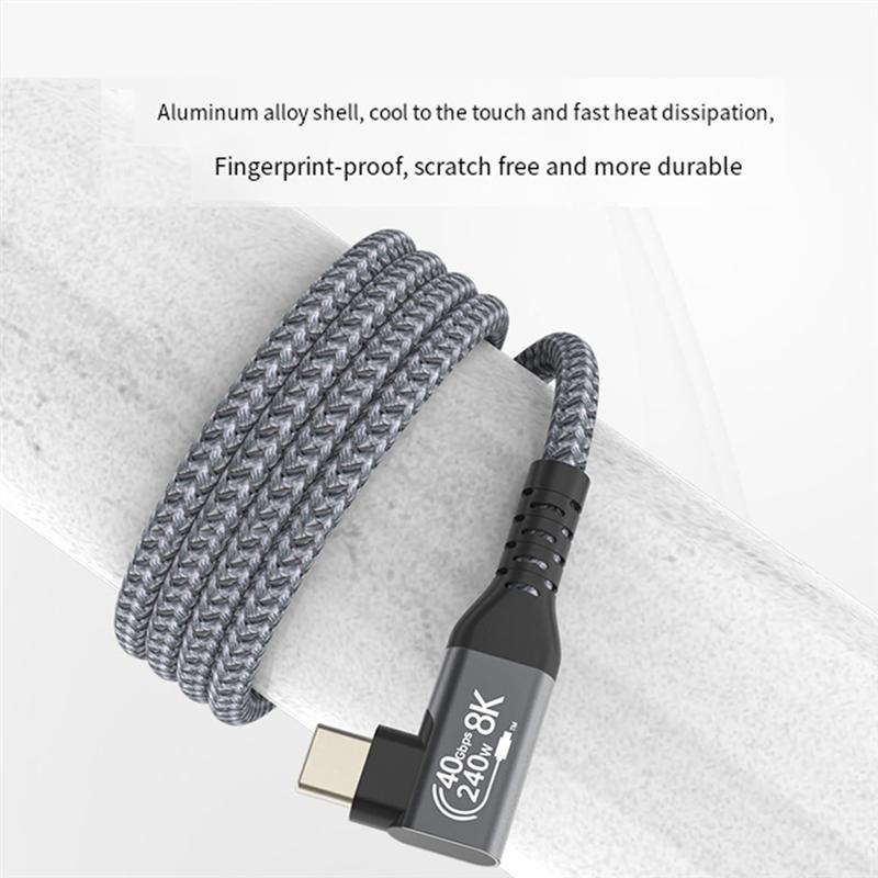 AS62 USB 4 Cable 90° 40Gbps USB4 Type C Data Cable Fast Charging PD 240W, 8K Video Transfer