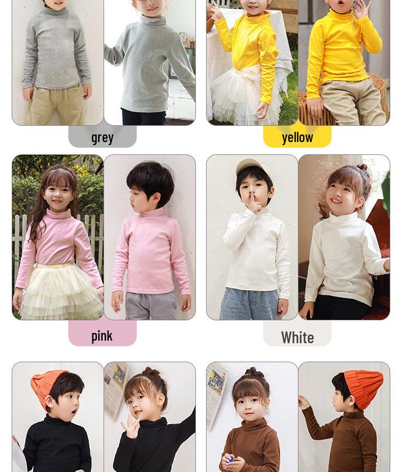 Camiseta de Algodón de Cuello Alto y Manga Larga para Niños 2024 – Capa Base Acogedora y a la Moda para Otoño/Invierno para Niños y Niñas.