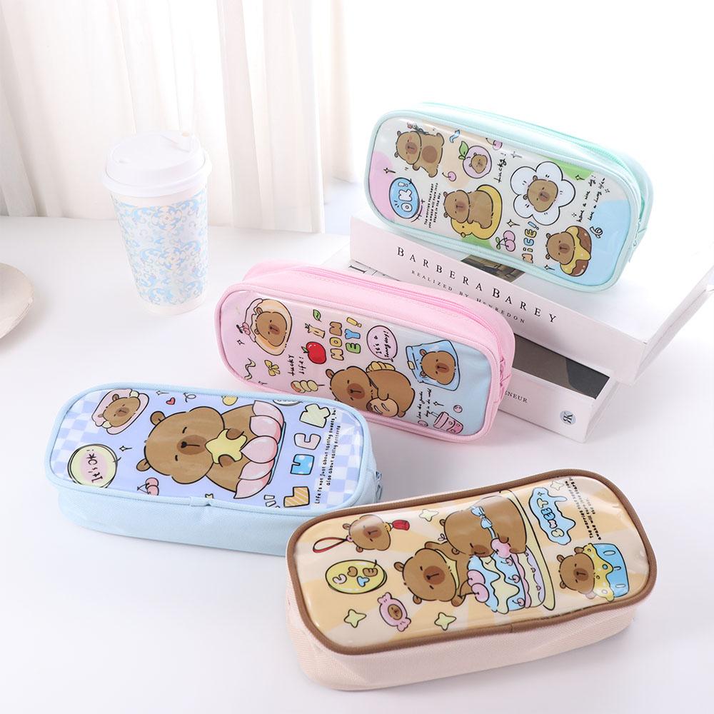 Desktop Storage Cartoon Capybara Stationery Bag Cartoon PVC Pencil Pouch  Student