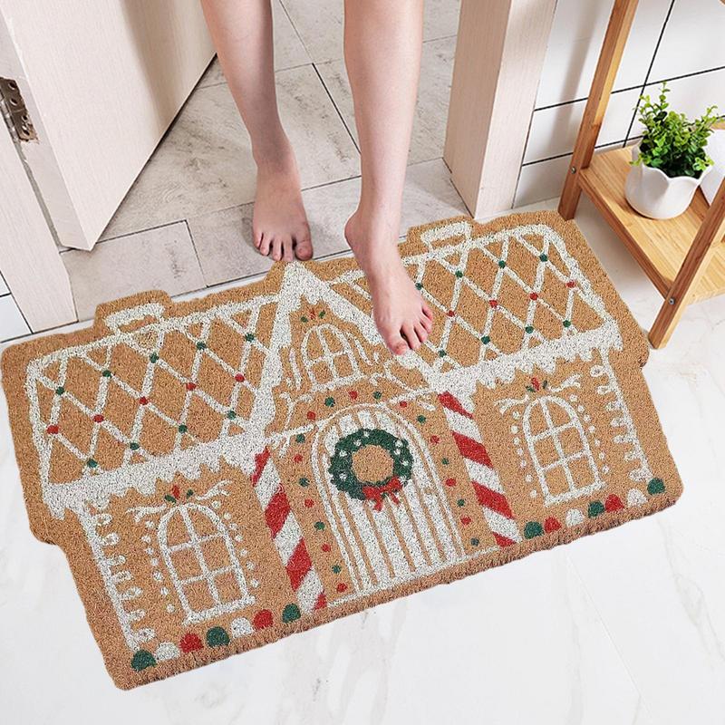 Palace Shaped Kitchen Rugs Christmas Decoration Floor Mat Christmas Door Mat For Indoor Bedroom Front Door Carpet New Year Gift