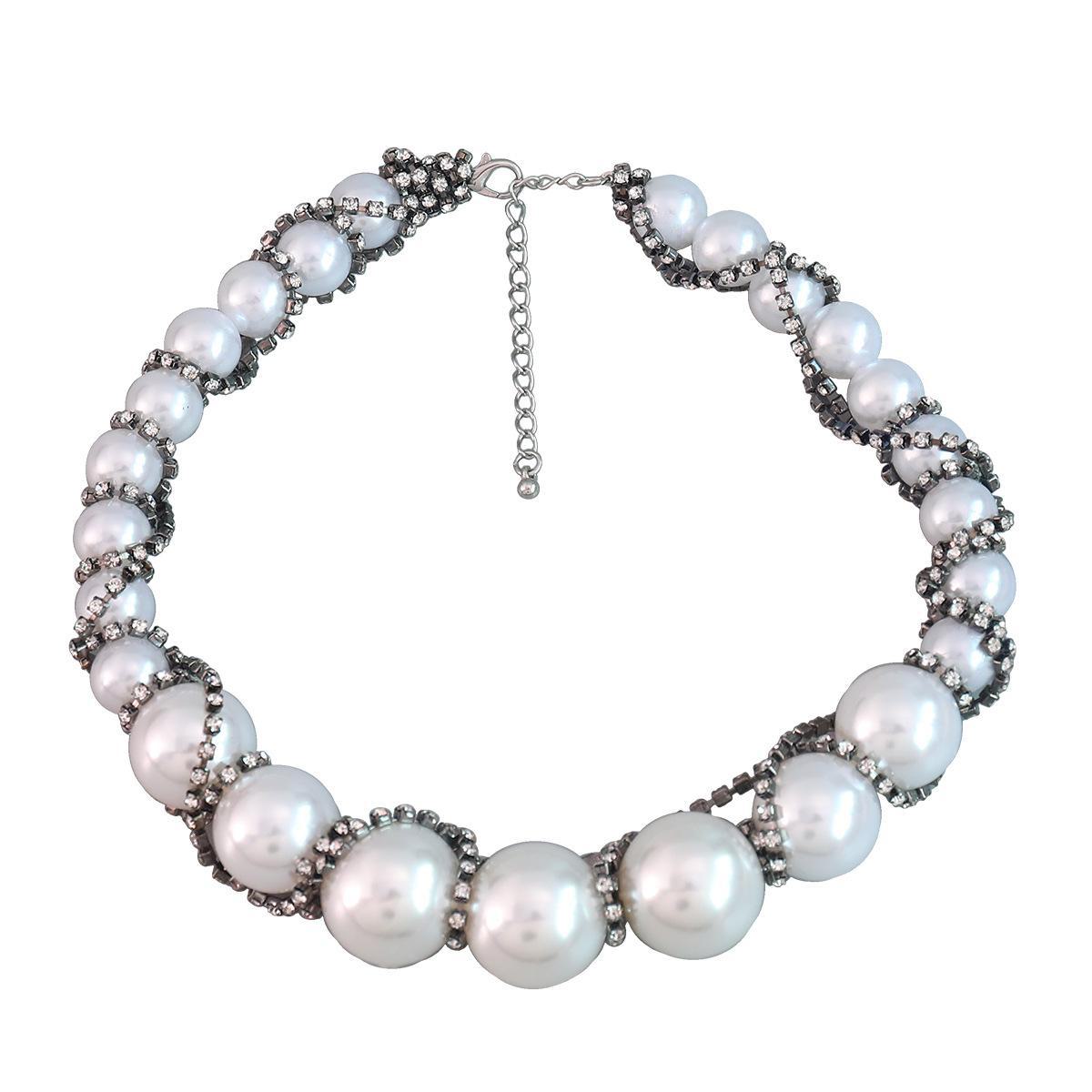 

Европейское и американское преувеличенное хип-хоп ожерелье с искусственным жемчугом и акриловыми бриллиантами