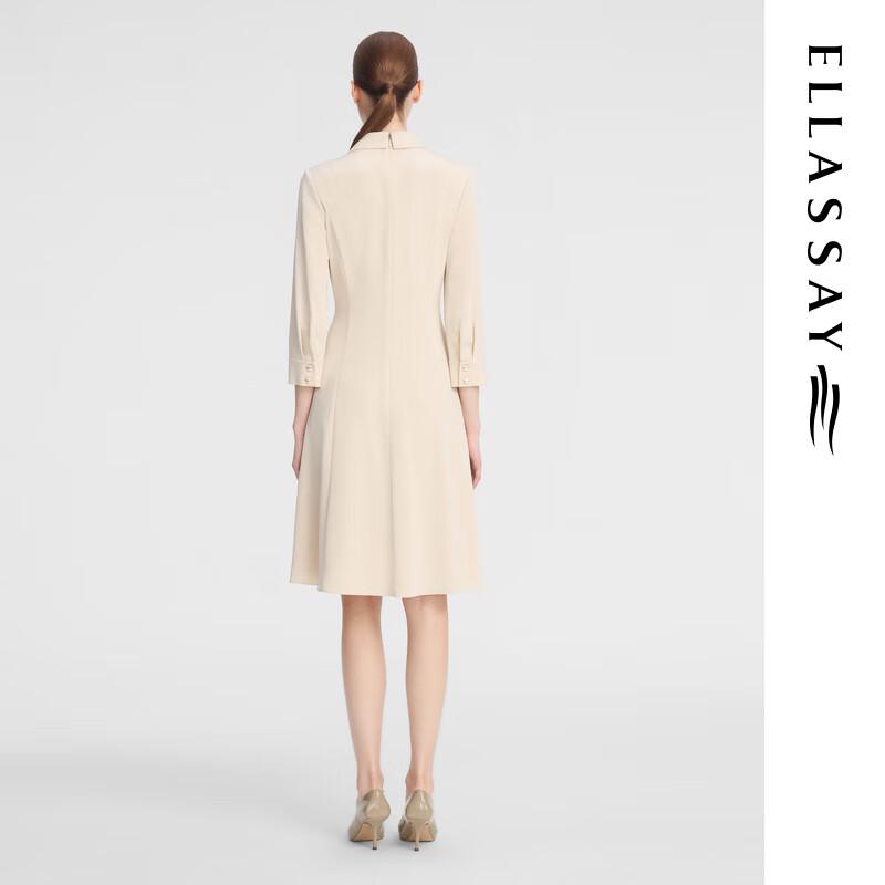 ELLASSAY Women's 100% Mulberry Silk Pleated Blazer Dress