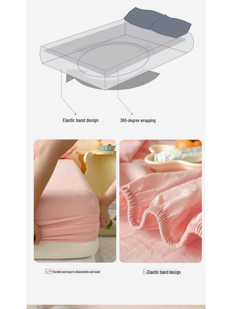 Red Bean Fitted Sheet: Universal Non-Slip Mattress Protector for All Seasons