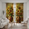 Set Of 2 Hd Digital Curtains Printed Yellow Tied Jar Sunflower Flower Home Decoration Style Decorate Living Room Bedroom Wear Rod Curtain Polyester