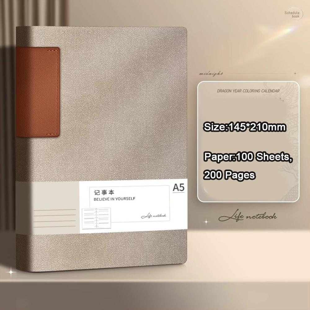 (Logo Can Be Engraved) A5 Leather Student Subject Notebook, Business Meeting Record Book, Thickened Notepad, Office Ledger, Diary