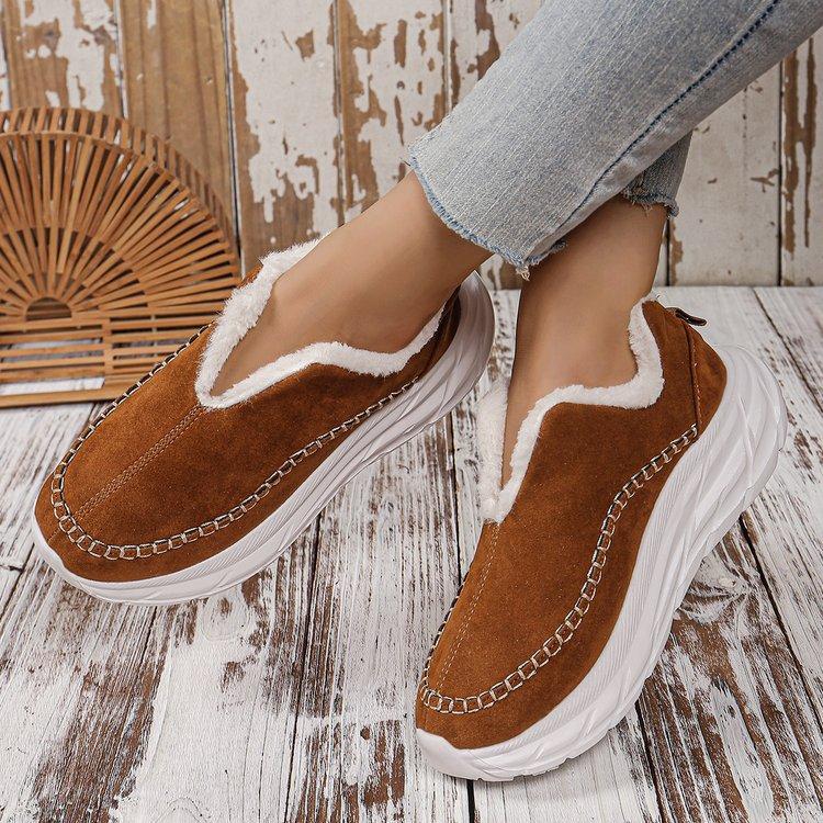 Large size cotton shoes for women's autumn and winter new thick-soled piled thickened warm one-pedal cotton boots snow boots for women
