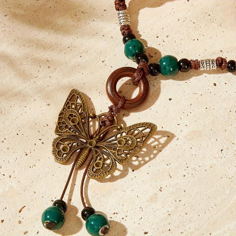 Vintage Bohemian Ethnic Style Necklace for Girl Butterfly Pendant Necklace Collar Chain Necklace Vacation Accessories JewelryGood product