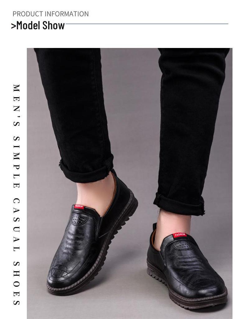 Vår 2025 Herr Casual Slip-On Läderskor - Gränsöverskridande Design