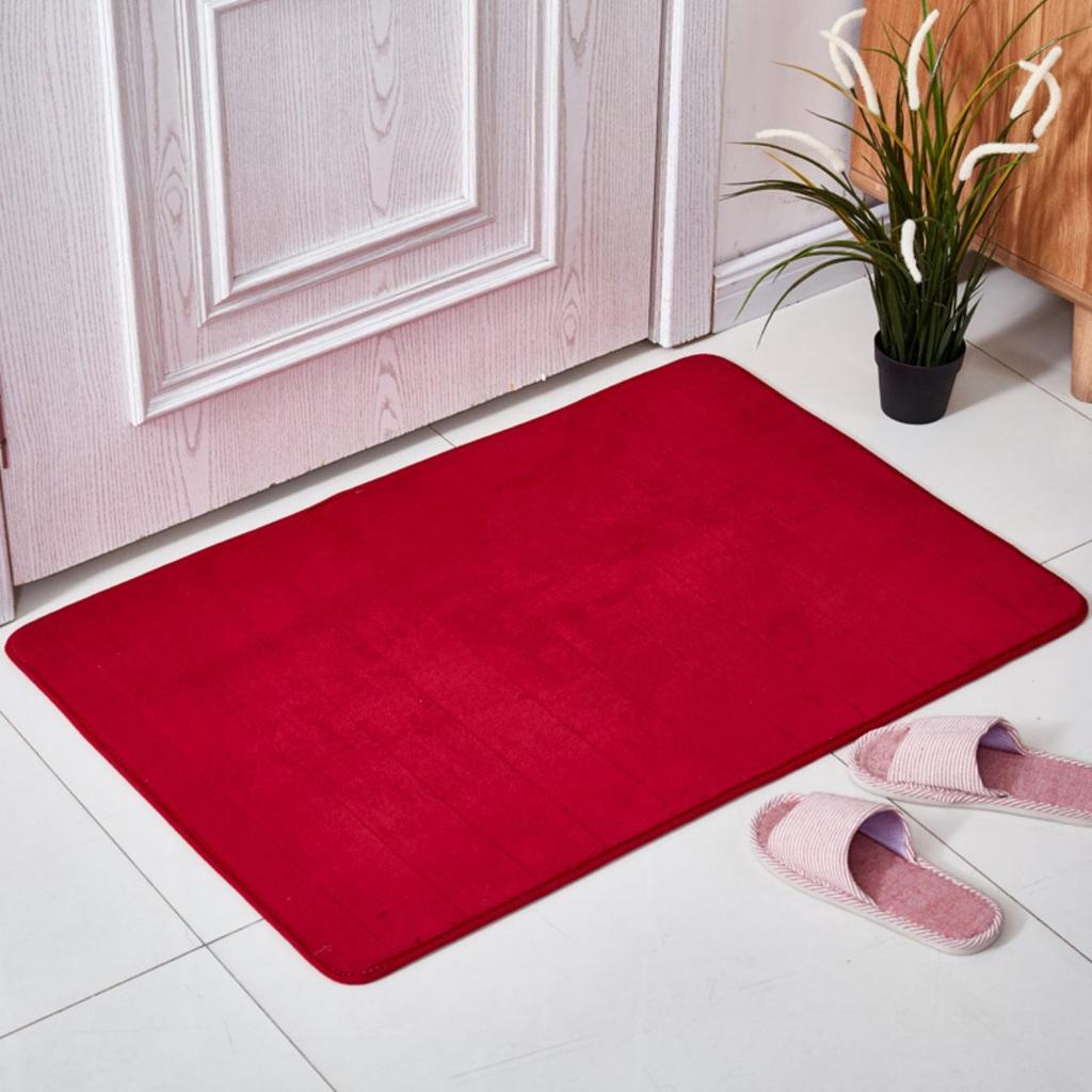Coral Fleece Stripes Engraving Bathroom Mat Bath Non-slip Carpets In Wash Basin Bathtub Side Floor Rug Shower Room Doormat Memory Foam 3D Pad