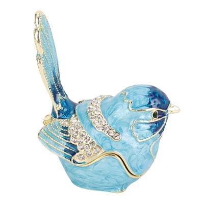 Bird Shaped Jewelry Box Zinc Alloy Enamel Trinket Box Multifunctional Necklace Ring Earrings Storage Box Home Decoration